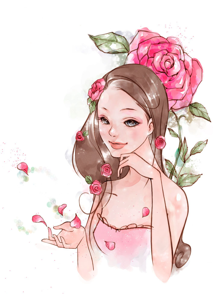 最美的人<a href=http://inspiredelm.com/ertonghua/ target=_blank class=infotextkey>兒童畫</a>-花瓣美人