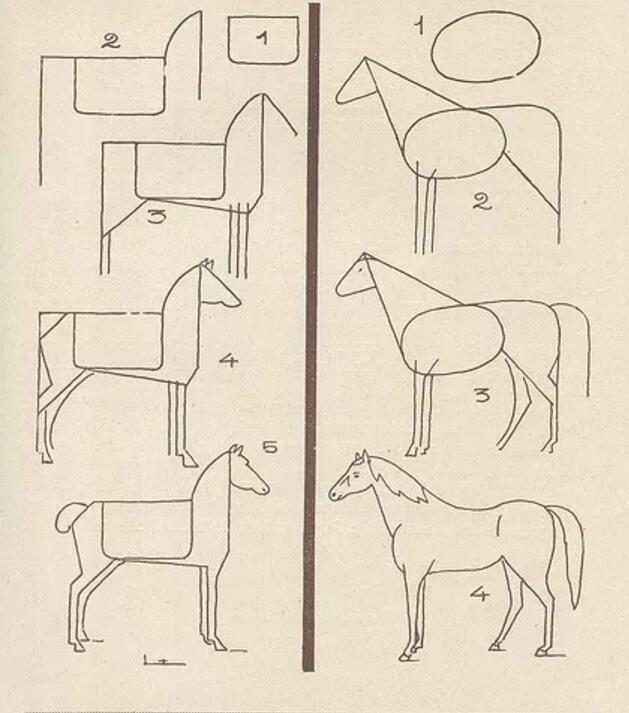 馬的簡筆畫教程，動物簡筆畫