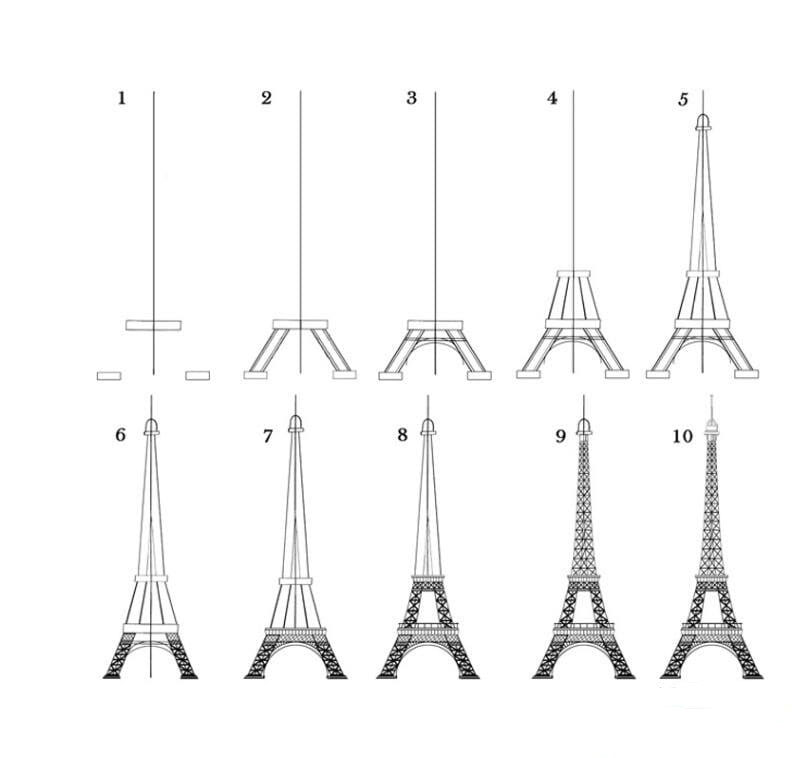 教你埃菲爾鐵塔的畫法步驟