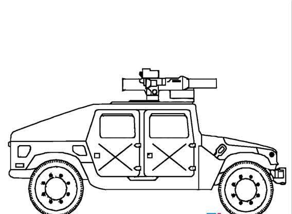 威風(fēng)的軍車-卡通汽車簡筆畫圖片大全