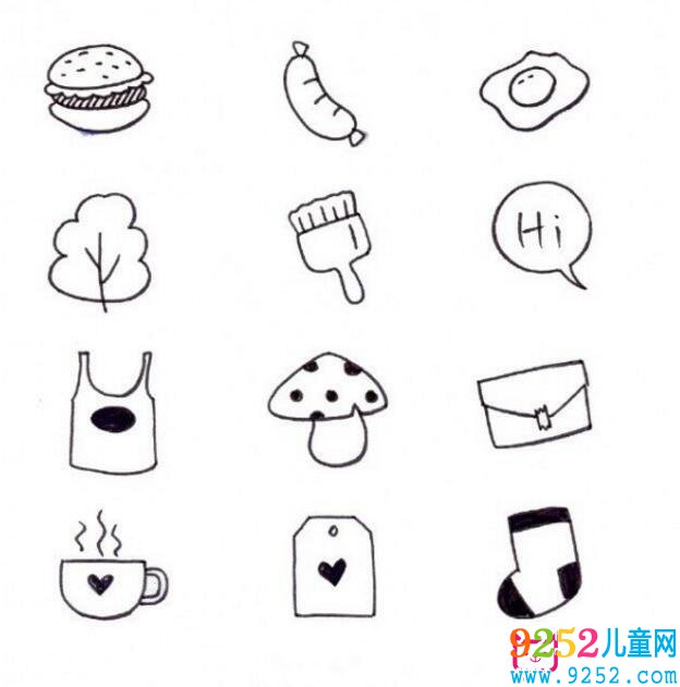 超簡單的日常物品<a href=http://inspiredelm.com/jianbihua/ target=_blank class=infotextkey>簡筆畫</a>，生活小用品