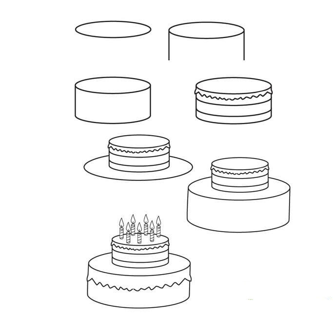 一步一步教小朋友畫生日蛋糕簡筆畫