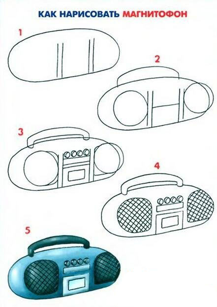 5步教大家畫收音機-收音機簡筆畫教程