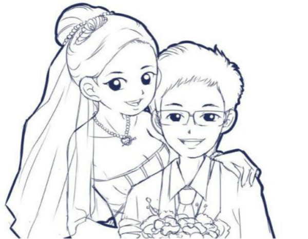 結(jié)婚照簡筆畫