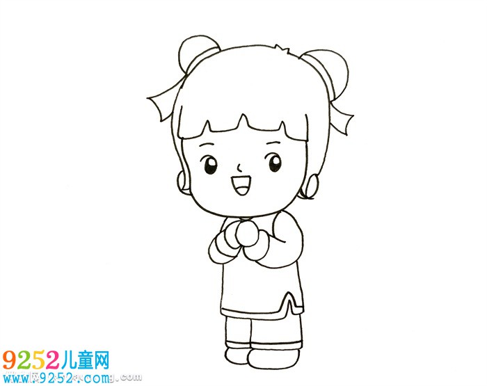 春節(jié)小孩拜年<a href=http://inspiredelm.com/jianbihua/ target=_blank class=infotextkey>簡(jiǎn)筆畫</a>，中國(guó)拜年娃娃<a href=http://inspiredelm.com/jianbihua/ target=_blank class=infotextkey>簡(jiǎn)筆畫</a>