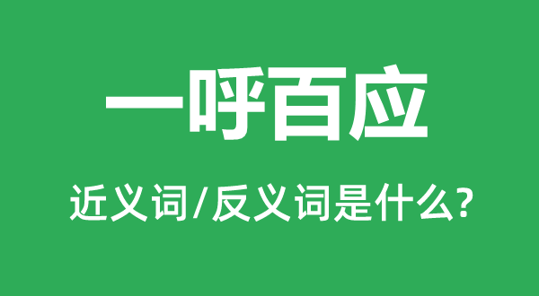 一呼百應(yīng)的近義詞和反義詞是什么,一呼百應(yīng)是什么意思