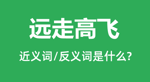 遠走高飛的近義詞和反義詞是什么,遠走高飛是什么意思