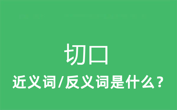 切口的近義詞和反義詞是什么,切口是什么意思