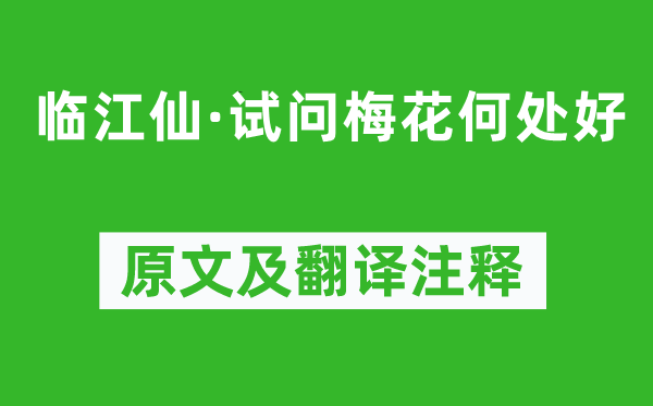 張孝祥《臨江仙·試問梅花何處好》原文及翻譯注釋,詩意解釋