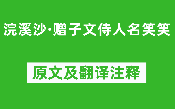 辛棄疾《浣溪沙·贈子文侍人名笑笑》原文及翻譯注釋,詩意解釋