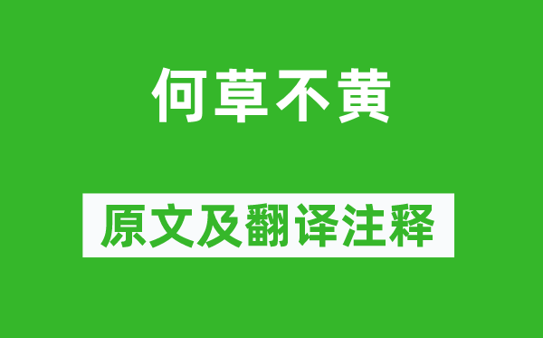 詩經(jīng)·小雅《何草不黃》原文及翻譯注釋,詩意解釋