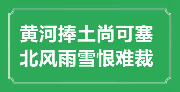 “黃河捧土尚可塞，北風(fēng)雨雪恨難裁”的意思出處及全詩賞析