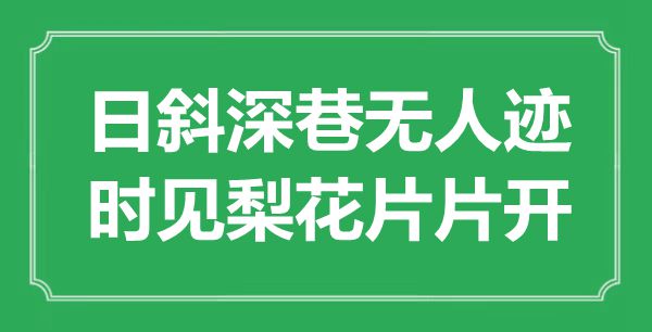 “日斜深巷無人跡，時見梨花片片飛”是什么意思,出處是哪里