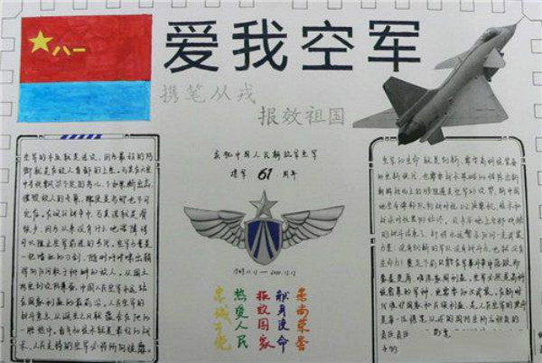 建軍節(jié)手抄報圖片，愛我空軍