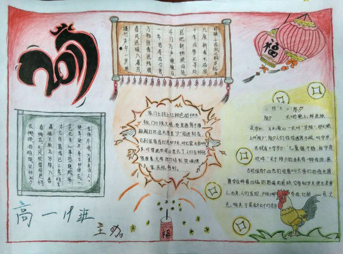 高中生雞年手抄報(bào)，喜迎2017