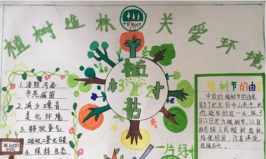 小學(xué)生植樹(shù)節(jié)手抄報(bào)圖片，植樹(shù)造林關(guān)愛(ài)環(huán)境