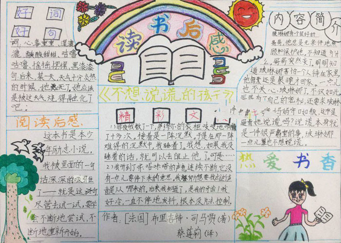 小學(xué)生讀書手抄報(bào)圖片，不想說謊的孩子