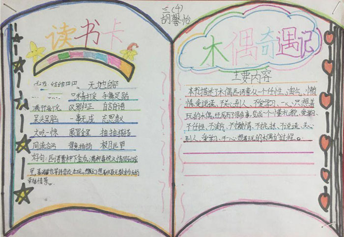 我愛讀書手抄報圖片，木偶奇遇記