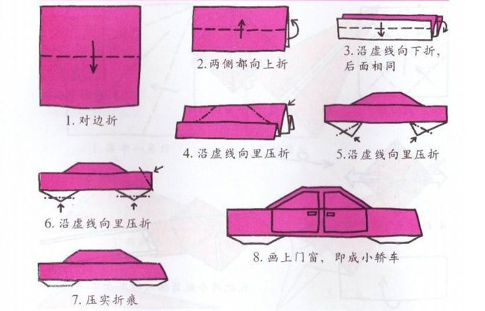 小轎車手工折紙教程圖片